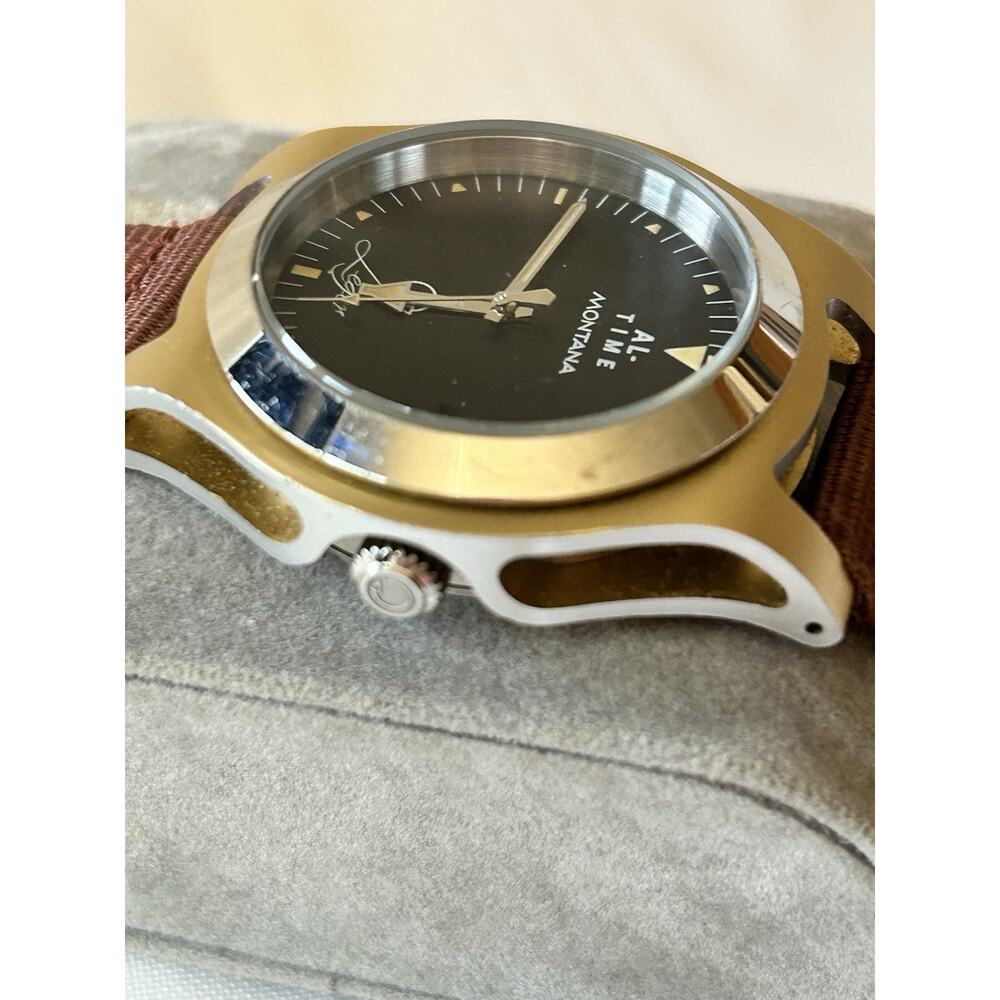 AL-Time Leger Watch 18-2 Yellow Gold Anodized Aluminum 40mm Quartz Aviation - Picture 10 of 16